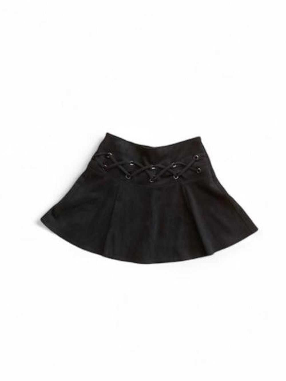 Venus Black Faux Suede Lace-Up Mini Skater Skirt Whimsigoth Y2K Size 6